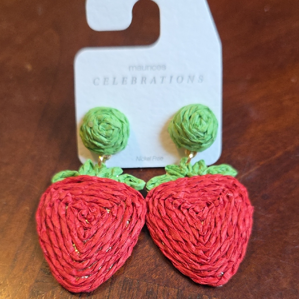 Maurices Red and Green Woven Earrings